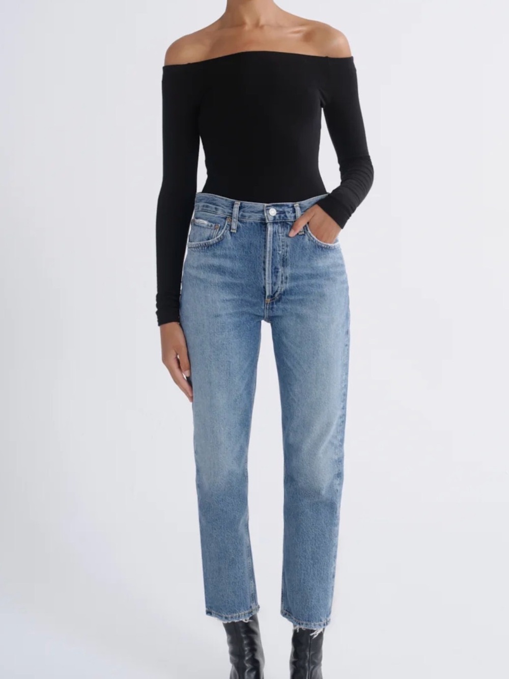 AGOLDE Light Wash High-Rise Straight Jeans